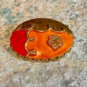 Original by Robert Vintage Enamel Gold tone Crest Brooch